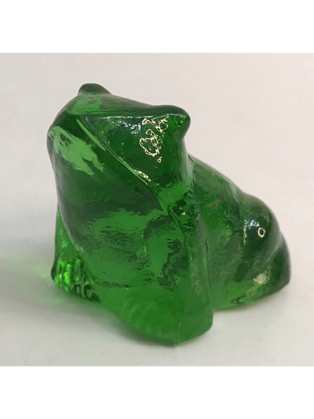 Green Glass Frog Figurine by Ganz Solid Paperweight Vintage